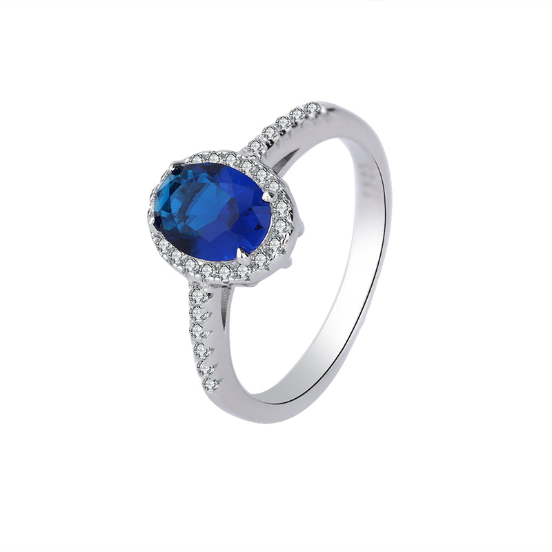 Elegant Oval-Cut Colored Cubic Zirconia Ring for Women – 4 Styles (Sapphire Blue, Ruby Red, Paraiba Green, Emerald Green) with Copper Alloy Setting