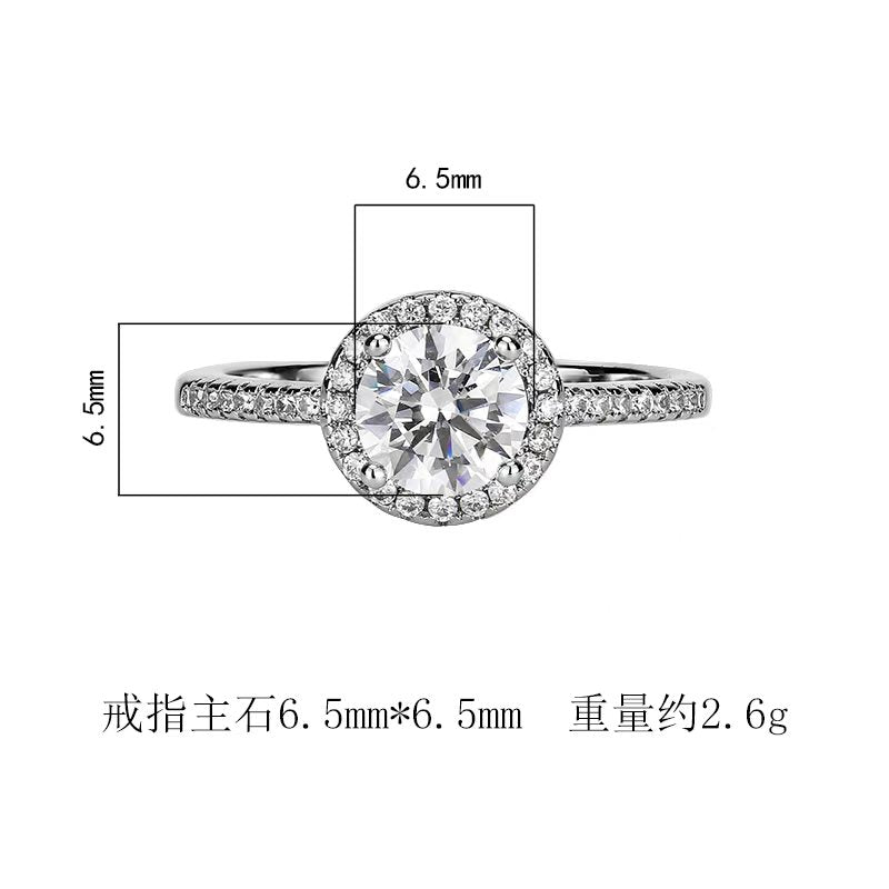 Elegant Halo Zircon Engagement Ring for Women – Copper Band, Brilliant Round Cut Stone