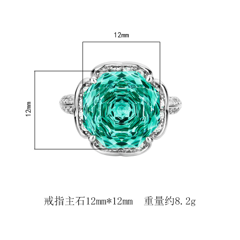 Luxury Millennium Cut Colored Cubic Zirconia Ring for Women – 4 Styles (Aquamarine, Paraiba Green, Pink Blue, Rose Red) with Copper Alloy Setting