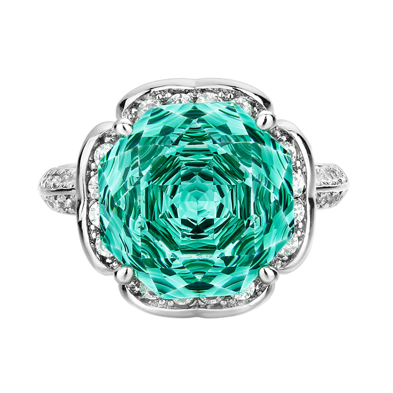 Luxury Millennium Cut Colored Cubic Zirconia Ring for Women – 4 Styles (Aquamarine, Paraiba Green, Pink Blue, Rose Red) with Copper Alloy Setting