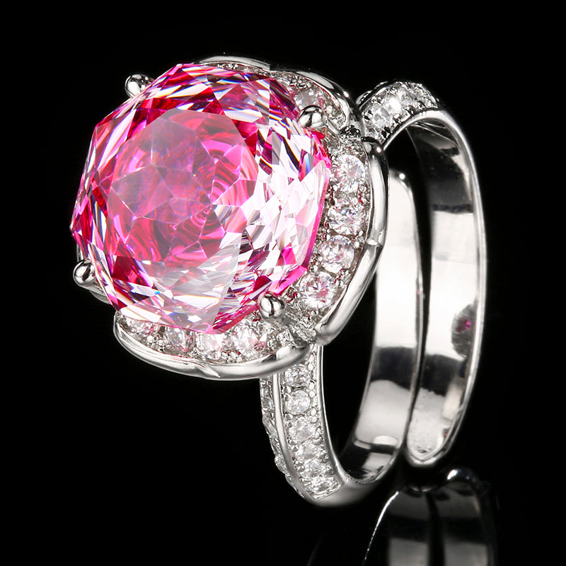 Luxury Millennium Cut Colored Cubic Zirconia Ring for Women – 4 Styles (Aquamarine, Paraiba Green, Pink Blue, Rose Red) with Copper Alloy Setting