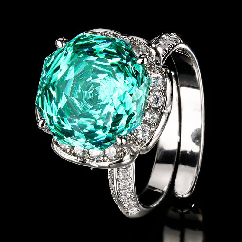 Luxury Millennium Cut Colored Cubic Zirconia Ring for Women – 4 Styles (Aquamarine, Paraiba Green, Pink Blue, Rose Red) with Copper Alloy Setting