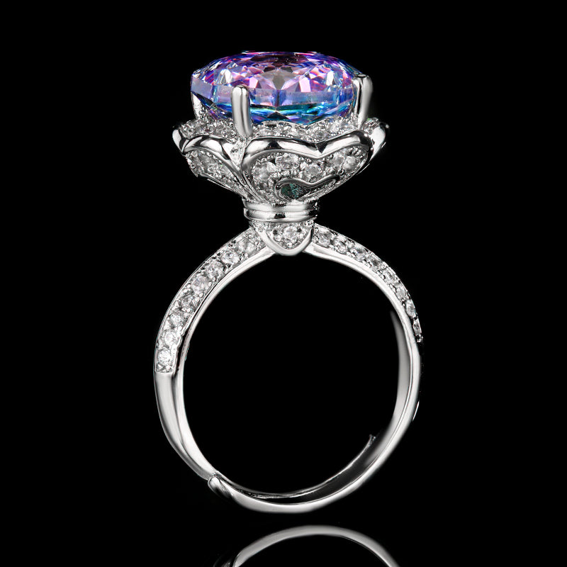 Luxury Millennium Cut Colored Cubic Zirconia Ring for Women – 4 Styles (Aquamarine, Paraiba Green, Pink Blue, Rose Red) with Copper Alloy Setting