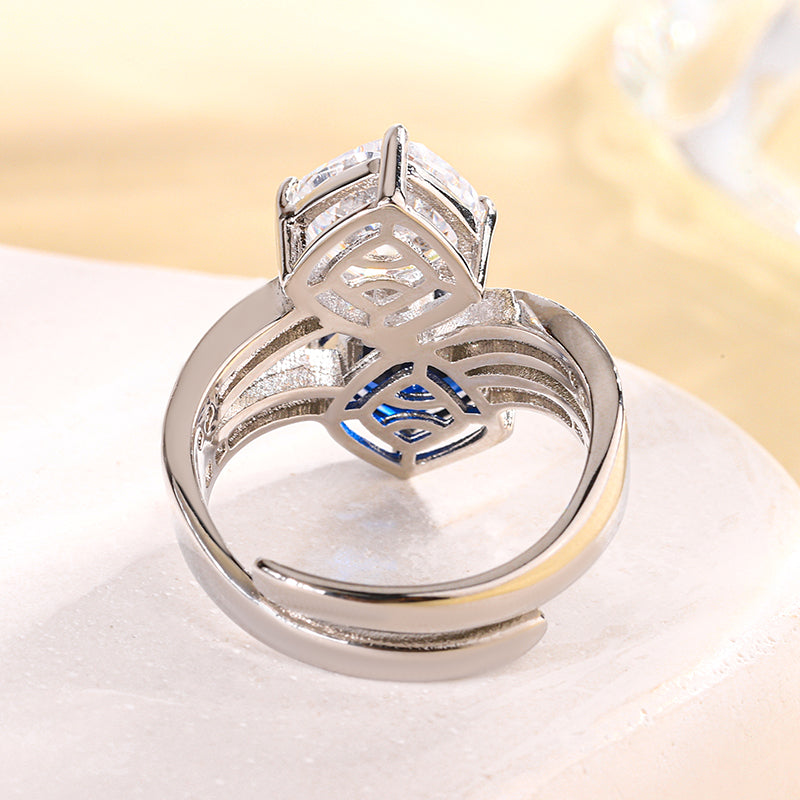 Dual-Stone Cushion-Cut Cubic Zirconia Ring for Women – 3 Styles (Ruby Red, Emerald Green, Sapphire Blue) with Copper Alloy Setting