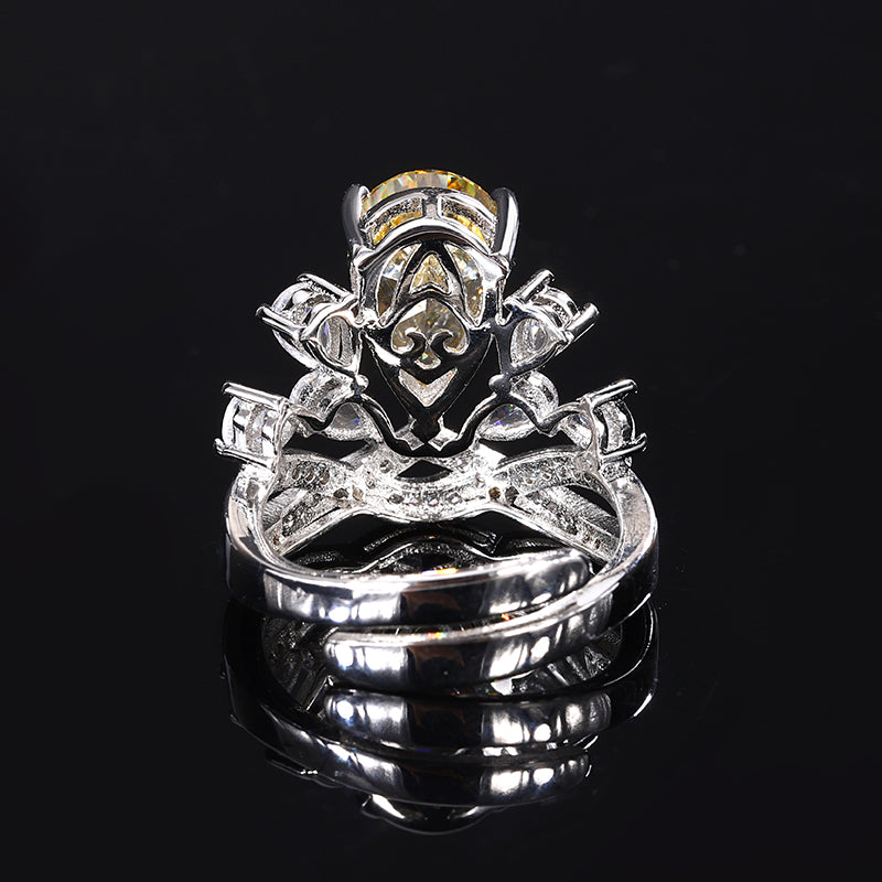 Luxury Pear-Cut Colored Cubic Zirconia Ring for Women – 2 Styles (Yellow, Purple) with Copper Alloy Setting