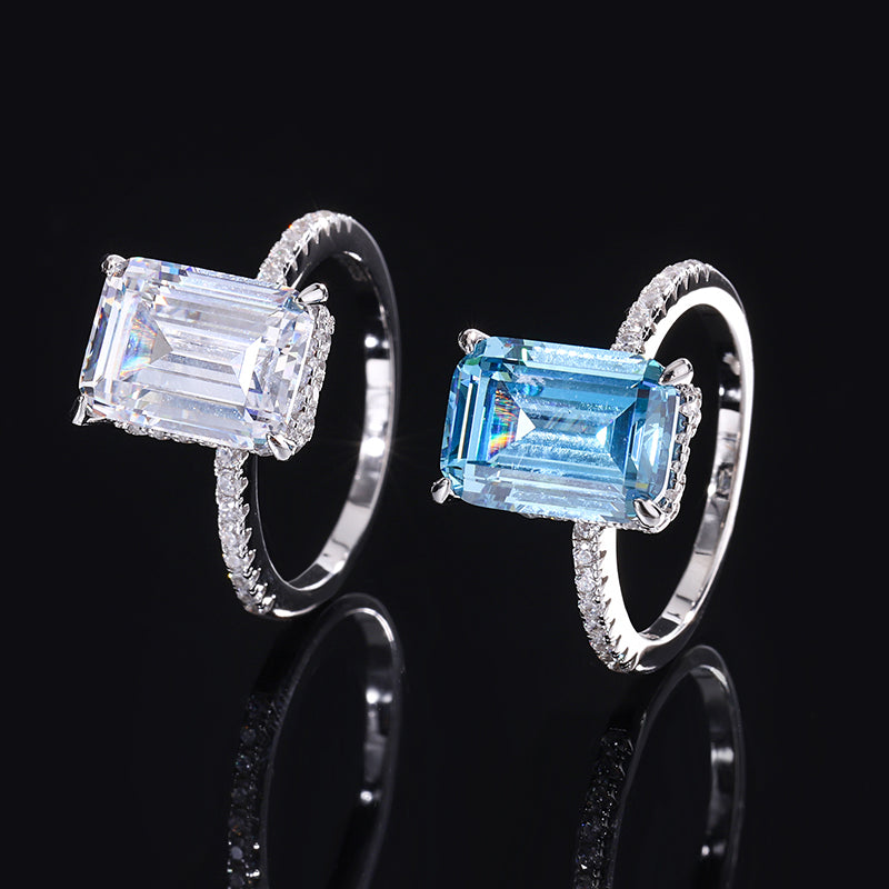 Elegant Cut Blue Zircon Ring for Women - Copper Band with Cubic Zirconia Accents, Timeless Statement Jewelry-Y411