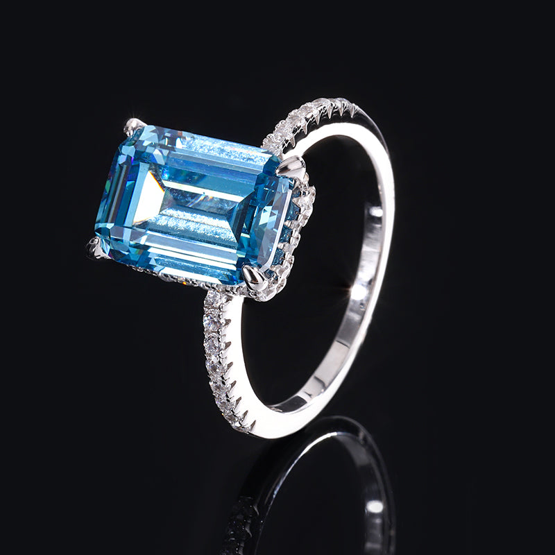 Elegant Cut Blue Zircon Ring for Women - Copper Band with Cubic Zirconia Accents, Timeless Statement Jewelry-Y411