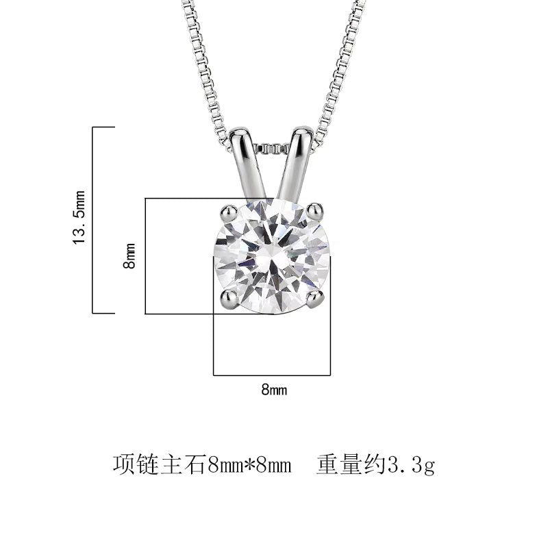Elegant Round Cubic Zirconia Pendant Necklace for Women – Copper Chain with Solitaire Design