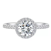 Elegant Halo Zircon Engagement Ring for Women – Copper Band, Brilliant Round Cut Stone