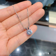 Elegant Round Cubic Zirconia Pendant Necklace for Women – Copper Chain with Solitaire Design