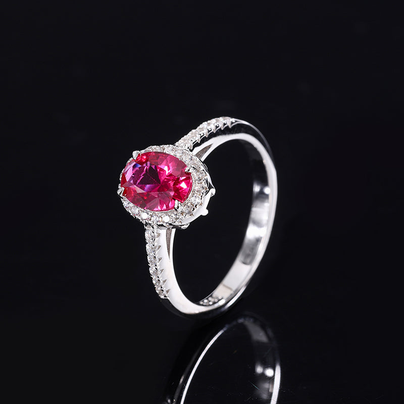 Elegant Oval-Cut Colored Cubic Zirconia Ring for Women – 4 Styles (Sapphire Blue, Ruby Red, Paraiba Green, Emerald Green) with Copper Alloy Setting