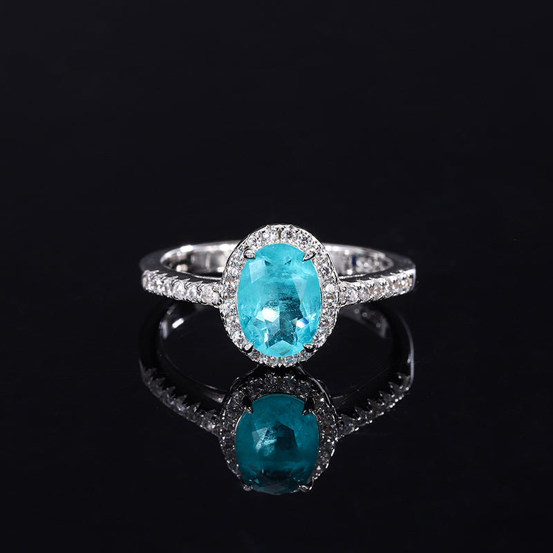Elegant Oval-Cut Colored Cubic Zirconia Ring for Women – 4 Styles (Sapphire Blue, Ruby Red, Paraiba Green, Emerald Green) with Copper Alloy Setting