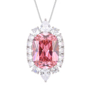 Vintage Pink Cocktail Jewelry Set – Statement Ring, Necklace & Earrings with Silver-Tone Cubic Zirconia Design