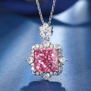 Vintage Ice-Flower Cut High Carbon Diamond Jewelry Set – Copper-Base Gold-Plated with Princess-Cut Pink Simulated Diamond, Necklace, Ring, and Earrings Ensemble, Luxury Statement Jewelry