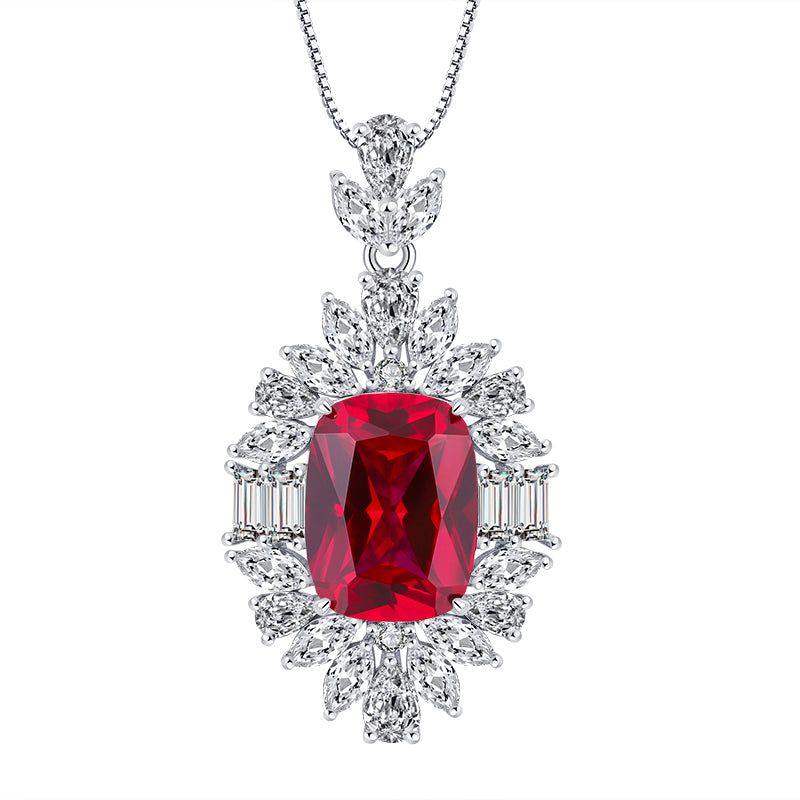 Vintage Red Zircon Jewelry Set - Statement Ring & Pendant Necklace with Cubic Zirconia, Copper Base Luxury Jewelry for Women-Y425