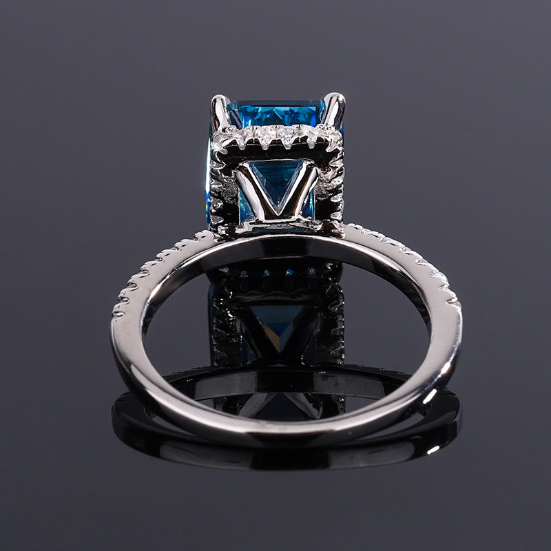 Elegant Cut Blue Zircon Ring for Women - Copper Band with Cubic Zirconia Accents, Timeless Statement Jewelry-Y411