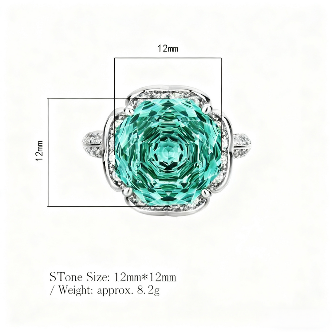 Luxury Millennium Cut Colored Cubic Zirconia Ring for Women – 4 Styles (Aquamarine, Paraiba Green, Pink Blue, Rose Red) with Copper Alloy Setting